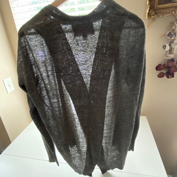 Brochu Walker Linen Open Grey Cardigan with Cross Back Cut Size M - Picture 7 of 16